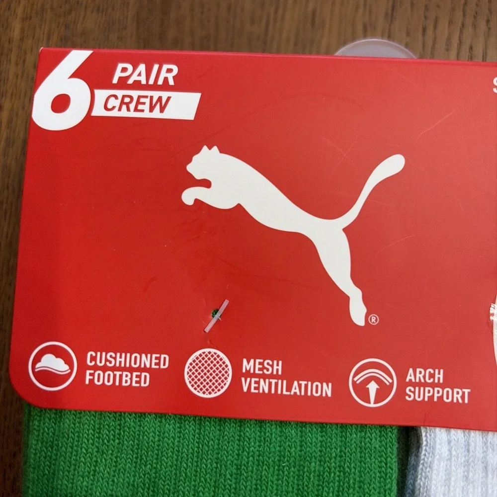 PUMA Men's World Cup Soccer Crew Socks Brasil Brazil - Shoe Size 8-12 - 6 Pair